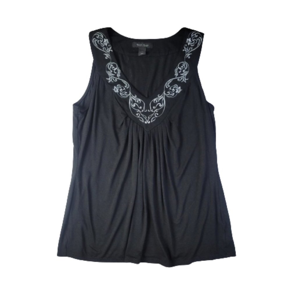 White House Black Market Embroidered Sleeveless Tank Top